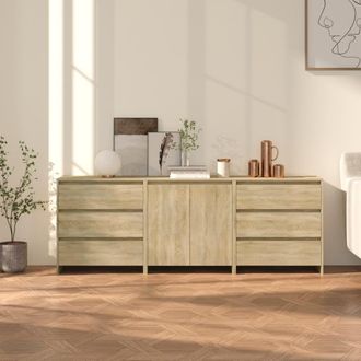 Berkfield Home 3 Piece Sideboard Sonoma Oak Engineered Wood in Beige