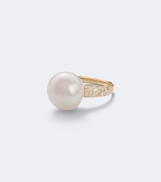 Suzanne Kalan Anillo de oro de 18 ct con perla y diamantes