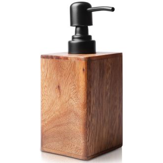 OEM Dispensador De Jab&oacute;n De Madera - Dispensador De Jab&oacute;n L&iacute;quido De Nogal - Para El Hogar, Ba&ntilde;o, Hotel - F&aacute;cil De Rellenar Con Pulsador - Botella De Cham