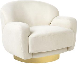 Beliani Beliani - Sill&oacute;n Curvado Glamuroso Art Deco Base Dorada Tela Beige Claro Lejre