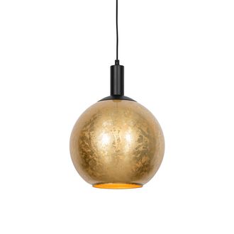 QAZQA Lampada A Sospensione Bert - Design - Vetro,acciaio - Oro/ottone/nero - Tondo Max. 1 X Watt - Qazqa