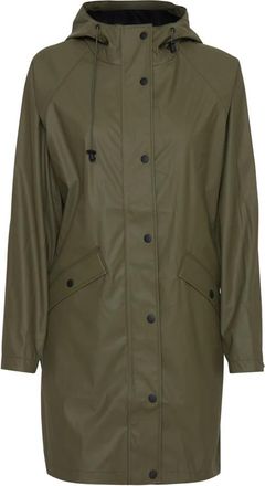 Ichi Stijlvolle Jas met Verstelbare Capuchon - Dames - Parka Jassen - Groen - 2XL - Polyester - Jassen