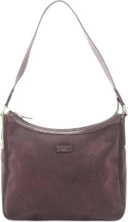 Gucci Pre-owned Shoulder Bags, female, Brown, Size: ONE SIZE Pre-owned Leather Canvas Shoulder Bag