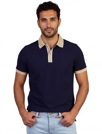 Scotland Blue Poloshirt Scotland Blue donkerblauw V-hals piqu&eacute;