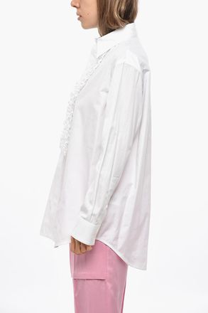 Bottega Veneta Camicia Ruffle Front in Popeline di Cotone Bottega Veneta