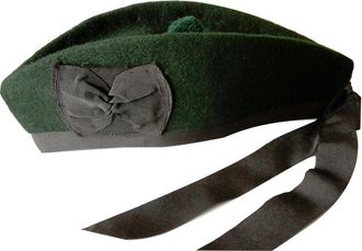 Maze 100% Pure Wool Glengarry Bonnet Hat Scottish Piper - (56cm UK 7 US 7.1/8, Dark Green)