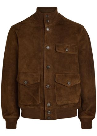Polo Ralph Lauren Suede Lamb Leather Jacket - Dark Brown - M