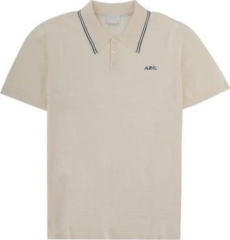 A.P.C. Alex Striped Collar Cotton Polo Shirt