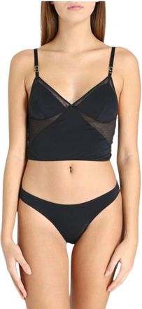 Stella McCartney Black Mesh Bralette and Brief Set Size S