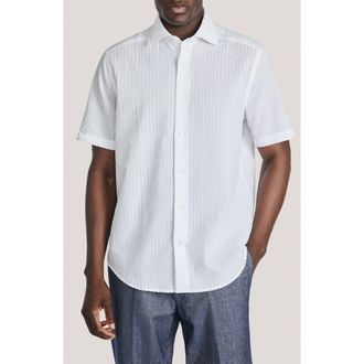 Jack Victor Bedford Cotton Seersucker Button-Up Shirt in White at Nordstrom, Size Xx-Large