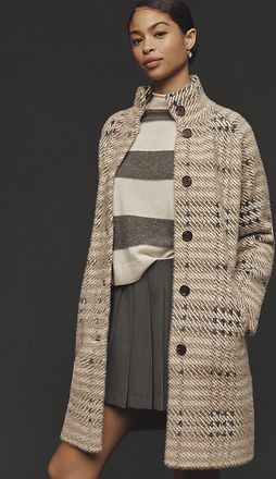 NVLT Eyelash Knit Houndstooth Plaid Coatigan Jacket