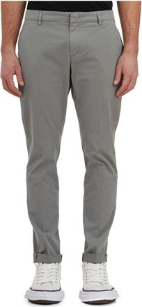 Dondup Straight Leg Cotton Twill Pants - Heren - Slim Fit Broeken - Grijs - W36 - Katoen - Broeken