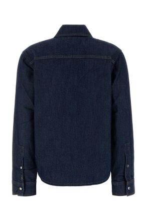 7 For All Mankind Womens Stretch Denim Shirt Blu Camicie