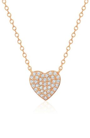 Crislu Pav&eacute; Cubic Zirconia Heart Pendant Necklace in 18Kt Rose Gold/Clear Stone at Nordstrom
