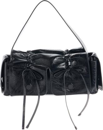 Acne Studios Micro Multipocket Crinkled Leather Handbag in Black at Nordstrom