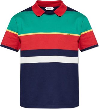 Versace Gestreept poloshirt - Heren - Polos - Veelkleurig - L - Katoen - Tops