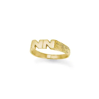 Jewelco London 9ct Gold Personalised Identity Barked Initial Ring | Size: K