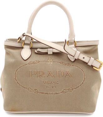 Prada Beige Ivory Talco Bow Handbag Shoulder Bag Tote Bag (Pre-Owned)