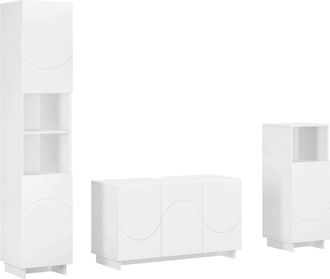 vidaXL Juego De Muebles De Ba&ntilde;o 3 Uds. Blanco Madera De Ingenier&iacute;a Vidaxl