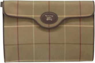 Burberry Pre-owned Canvas Shoulder Bag - Dames - Vintage Schoudertas - Beige - ONE Size - Leer - Vintage