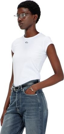 Diesel T-shirt with cut-out embroidered logo - T-Shirts - Woman - White