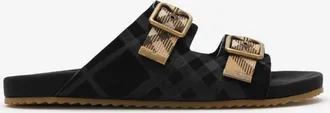 Burberry Check Suede Urchin Sandals, Size: 40