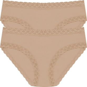 Natori Bliss Cotton Girl Brief 2-Pack in Buff at Nordstrom, Size X-Large