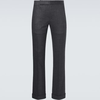 Tom Ford Pantaloni da abito in lana a spina di pesce