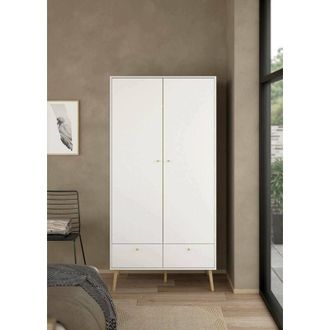 Dmora Dmora - Armario 2 Puertas Kahina, Muebles De Dormitorio, Vestidor, Armario De Ropa, 99x58 H200 Cm, Blanco