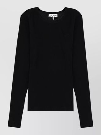 Ganni long sleeve crew neck womens top