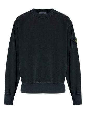 Stone Island Compass-badge crew-neck sweatshirt - men - Cotton/Spandex/Elastane - M - Black