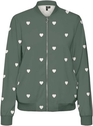 Vero Moda Blouson VERO MODA VMCOCO L/S BOMBER AOP WVN NOOS, Damen, Gr. XL, laurel wreath aop:snow wei&szlig; hearts, Web, Obermaterial: 96% Polyester, 4% Elasthan, be