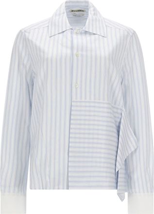 J.W.Anderson Asymmetrical Striped Draped Cotton Shirt
