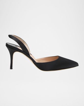 Manolo Blahnik 70mm Carolyne Satin Slingback Pumps