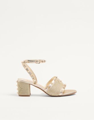 Valentino Garavani Sandalo Rockstud In Nappa Laminata Con Ricamo Cornely 60Mm Donna PLATINO 35.5