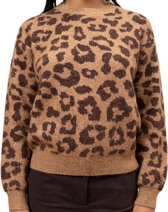 MC2 Saint Barth Cropped Sweater with All-Over Leopard Print