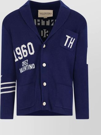 Valentino crewneck sweater with embroidered design and front pockets