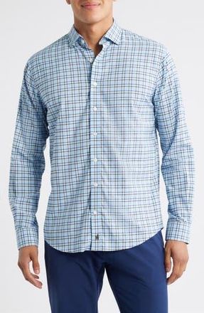 Johnnie-O Jaden Check Stretch Button-Up Shirt in Maliblu at Nordstrom Rack, Size Xx-Large