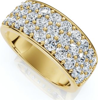 Pompeii3 1 1/2Ct Pave 3-Row Diamond Wedding Anniversary Ring 10k Gold Lab Grown