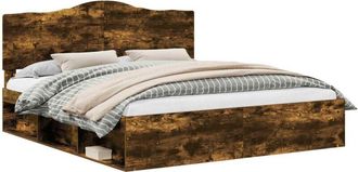 vidaXL Estructura De Cama Con Cabecera Roble Ahumado 180 X 200 Cm Vidaxl
