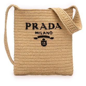Prada Pre-owned Prada Raffia Effect Crochet Logo Embroidered Crossbody Ladies PORHSS349YIBEEC0