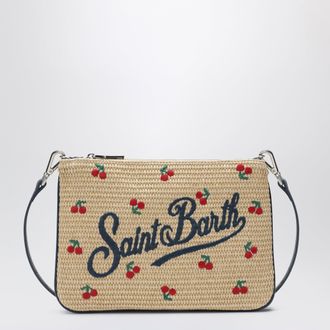 MC2 Saint Barth Raffia Pouch with Cherry Embroidery