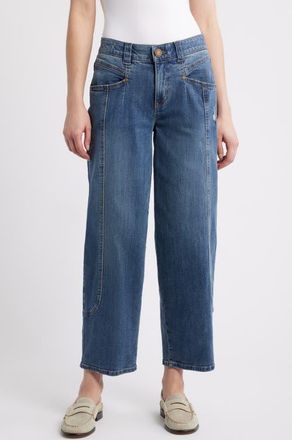 Wit & Wisdom High Waist Barely Barrel Jeans in Mid Blue Artisanal at Nordstrom, Size 4