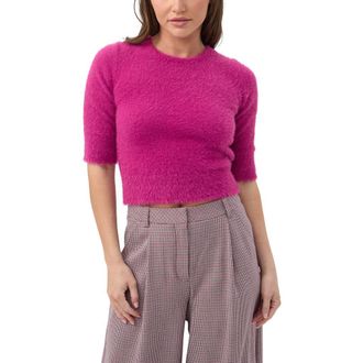 Trina Turk Maliah Fuzzy Elbow Sleeve Sweater in Geranium at Nordstrom, Size X-Small