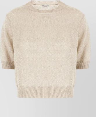 Brunello Cucinelli linen blend sweater short sleeves sequins