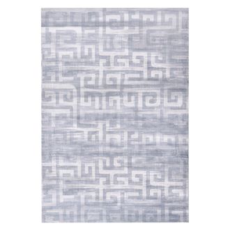 Beliani Alfombra Moderna 140 X 200 Cm De Tela Motivo Geom&eacute;trico Sala De Estar Dormitorio Apto Para Calefacci&oacute;n Por Suelo Radiante Base Antideslizante Gris Bey