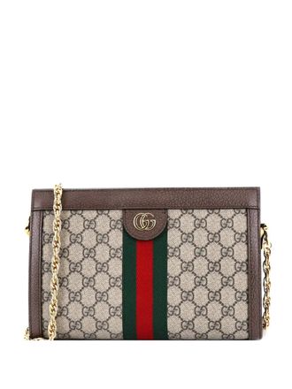 Gucci Ophidia Chain Shoulder Bag GG Coated Canvas Small crossbody bag - women - Fabric - One Size - Brown