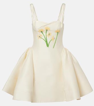 LEO LIN Ariel embellished wool and silk minidress