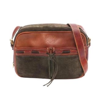 Loewe Pre-owned Cross Body Bags, female, Green, Size: ONE SIZE Pre-owned Anagram Leather Shoulder Bag