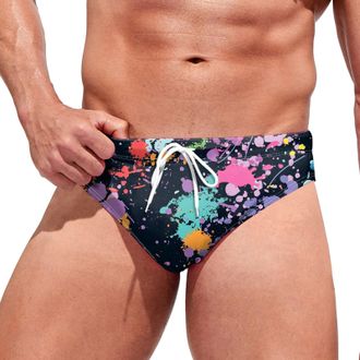 Generic Mens Swimming Trunks Briefs Low Waist Swimwear Soft and Comfortable Elastic Mens Swim Briefs Drawstring Swimsuit Underwear Swimwear Brief Quick Dry Pr